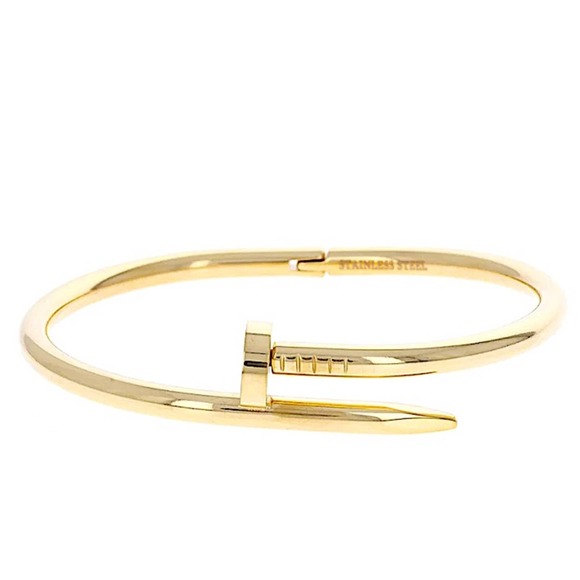 Gold Nail Bangle Bracelet - Picture 10 of 13